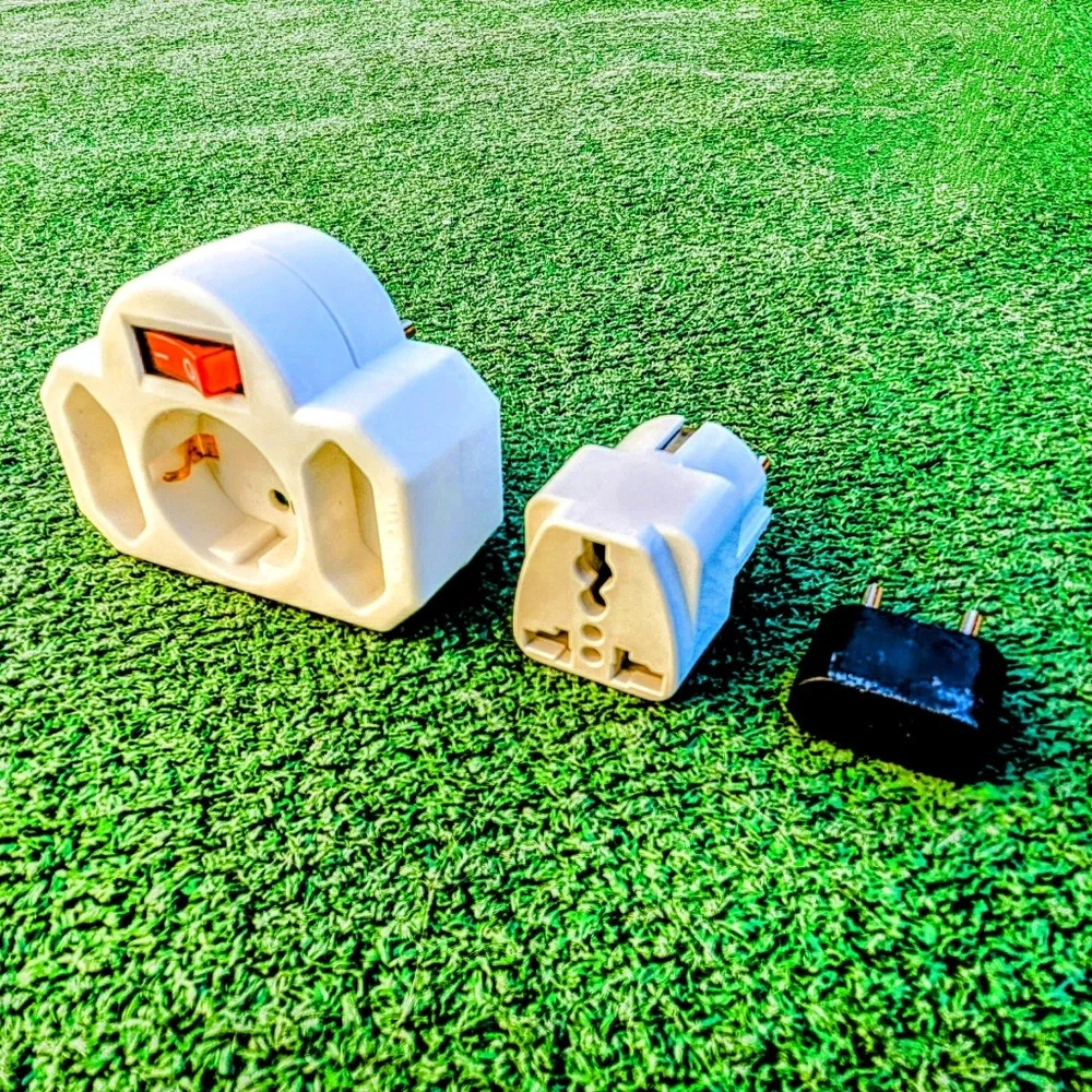 3-Way European Interconnector Multi-Male Combo 250V Adapter 2+1 On/Off Switch